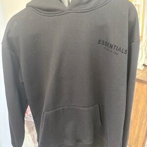 Essentials Black Logo Hoodie